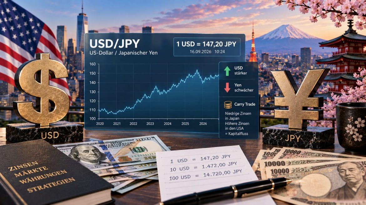US-Dollar- und Yen-Symbol nebeneinander – Symbolbild für das Währungspaar USD/JPY