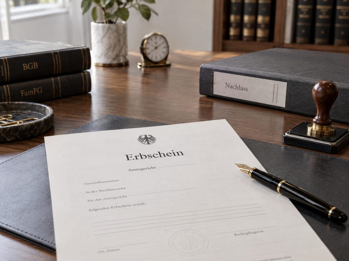 Amtliches Dokument mit Siegel auf hellem Untergrund – Symbolbild für den Erbschein als Nachweis der Erbfolge