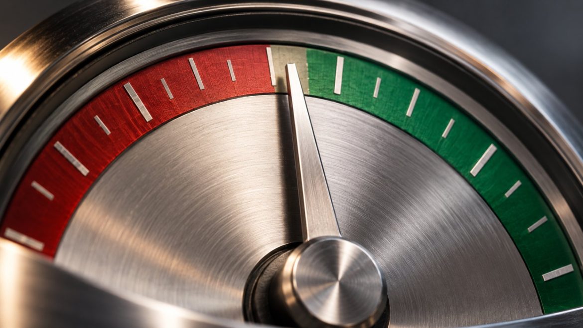 Zeigerinstrument als Stimmungsbarometer zwischen roter und grüner Zone