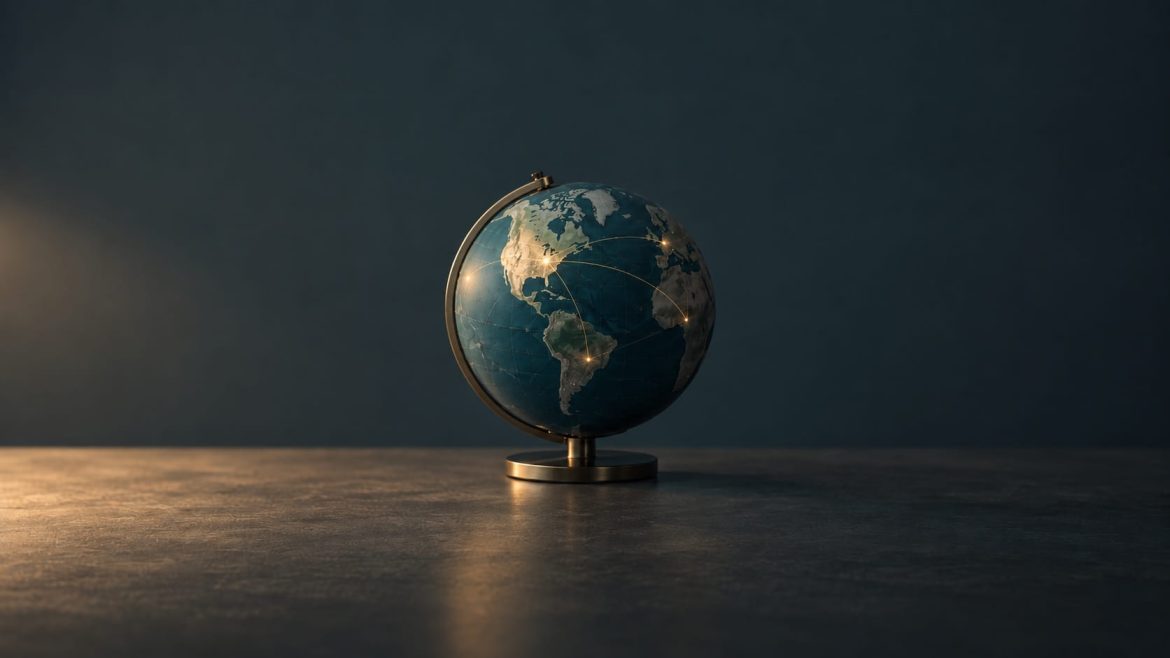 Globus auf einem Tisch, Nordamerika hell beleuchtet – Symbolbild für den hohen USA-Anteil im MSCI World